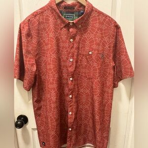 William Murray Men's Geometric Short Sleeve Button Down Golf Shirt XL Football